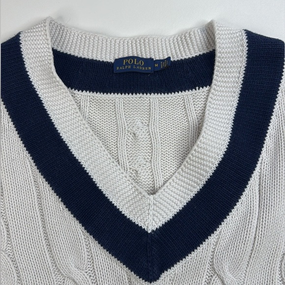 Polo Ralph Lauren Cable Knit Cricket Jumper 100% Cotton Womens Medium - Picture 3 of 13